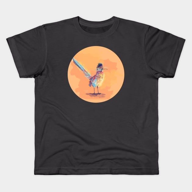 Desert Song - Roadrunner Bird Kids T-Shirt by Flo Art Studio